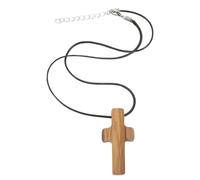 HEMOTON Handmade Wooden Cross Necklace Natural Olive Wood Religious Pendant Spiritual Prayer Jewelry for Men Women Easter Faith-Based Christian