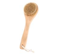 HEMOTON Head Bath Brush with Natural Pig Hair Bristles and Wooden Handle, Comfortable Grip Exfoliating Shower Brush for Effective Body Cleaning and Massage During Bathing