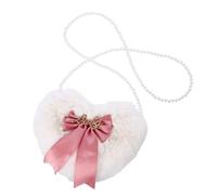 HEMOTON Heart Shape Plush Crossbody Bag with Bowknot Fluffy Women Diagonal Shoulder Bag Wrinkle-resistant Soft Tote for Casual and Leisure Use Stylish Single-shoulder Handbag for Ladies