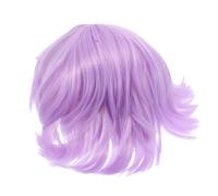 HEMOTON Heat Resistant Short Purple Cosplay Wig for Women and Men, Synthetic Pastel Lavender Layered Bob Wig for Festival, Halloween, Daily Wear