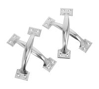 HEMOTON Heavy Duty Stainless Steel Gate Door Handle 4pcs Set Bow Shaped Pull Handles with Polished Surface for Commercial and Residential Sliding Doors, Easy to Clean and Sturdy
