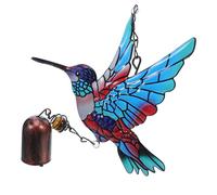 HEMOTON Hummingbird Metal Wind Chimes Outdoor Decorative Garden Ornament Small Windchime for Porch Patio Calming Nature-inspired Hanging Decor