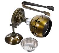 HEMOTON Incense Burner and Color Metal Vintage with Controlled Burn Design and Secure Charcoal Holder, Includes Tongs and Clip, for Meditation, Yoga, Home Decoration