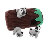 HEMOTON Indestructible Plush Raccoon Dog Chew with Squeakers Tough Enrichment Interactive Burrow Puzzle for Small Medium Large Dogs Anxiety Relief Teething and Biting Play