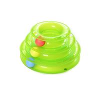 HEMOTON Interactive Cat Toy Ball Tray 3-Layer Crazy Play Mat for Kittens and Cats Engaging PET Toys Motion Activation Green