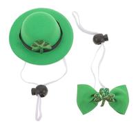 HEMOTON Irish St Patrick's Day Pet Costume Set with Elastic Shamrock Top Hat and Adjustable Bow Tie Collar, Lightweight Dog and Cat Party Outfit Accessories for Puppy Cosplay and Holiday