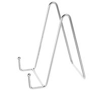 HEMOTON Iron Display Stand for Plaques and Artworks, Silver Tabletop | Lightweight Space Saving Design, Fits Bookshelves and Counters, Single Piece Iron Construction, Silver Finish