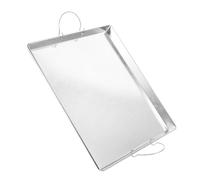 HEMOTON Iron Steamer Pan Silver with Handle for Food Serving Rectangular Small Steam Pan for Kitchen and Camping Use and Home Storage Tray