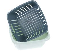 HEMOTON Kitchen Colanders Bowl Set, Fruit Vegetable Washing Basket, 2 in 1 Food Fruit Strainers, Double Layered Strainer Basket for Pasta, Spaghetti, Berry,Salads - Shape