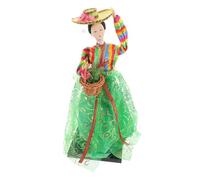 HEMOTON Korean Traditional Doll Figurine Silk Hanbok Ornament Asian Collectible Home Decoration