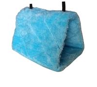 HEMOTON Large Blue Plush Parrot Hammock Snuggle Cave Hanging Pet Bed Soft Warm Hideaway Hut with Bilateral Hooks for Balance Exercise and Comfort
