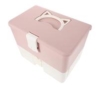 HEMOTON Large Capacity Pink Tool Storage Case with Double-Layer Design and Sturdy Plastic Material Portable Nail Polish Gels and Nail Tools Organizer and Students