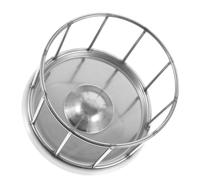 HEMOTON Large Tortoise Water Bowl Ramp Stainless Steel Feeder for Reptiles Tortoise Food Dish Pet Supply Round Railing Shape Safe