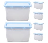 HEMOTON Laundry Beads White with Lid 6pcs Container Storage Box Plastic Flat Lid Box for Organising Laundry and Powder