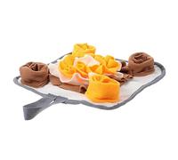 HEMOTON Little Pet Snuffle Mat Rabbit Foraging Mat White Orange Polar Fleece Non-slip Feeding Toy for Small Pets Hamsters and Bunnies