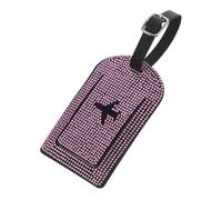 HEMOTON Luggage Tag with Pink Rhinestones Pu Leather, Airplane Boarding Pass Style Travel Bag Identification Tag for Suitcases, Privacy Cover Name Id Label for Women’s Cruise and Flight