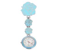 HEMOTON Luminous Hanging Nurse Fob Watch with Rose Pattern Practical Pocket Watch for Women Staff Lightweight Design for Night Shifts and Student Exams Blue Flower Dial