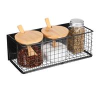 HEMOTON Magnetic Fridge Storage Rack 9.65X3.94X3.15In Wire Mesh Magnetic Basket for Refrigerator Door Organizer Kitchen Spice Holder and Freezer Door Rack
