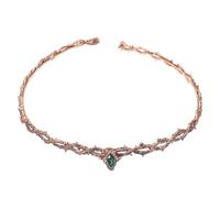 HEMOTON Medieval Gothic Crown Headpiece for Women Emerald Gems Retro Style Thorn Crown Decor for Masquerade Parties and Historical Role-play