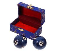 HEMOTON Metal Hand Exercise Massage Balls 47Mm with Blue Enamel Six-Fish Bagua Design, 2Pcs Palm Rolling Massage Balls for Adult Hand Therapy and Stress Relief