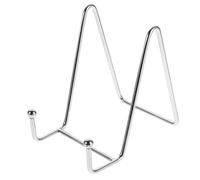 HEMOTON Metal Plate Display Stand with Triangular Structure, Iron Picture Easel Stand for Plates and Artwork, Stable and Multifunctional Silver Holder for Banquet and Wedding Party