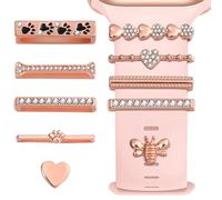 HEMOTON Metal Watch Band Charms Classic and Unique Style 10 Pcs with Decorative Rings and Studs to Add Highlights and Decorative Look for Smartwatch Straps to Your Watch Band