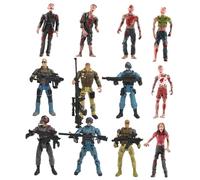HEMOTON Military Soldier Model 12Pcs Set with Flexible Joints, 10Cm Advanced Special Forces and 9.6Cm Zombie Action Figures, Simulation Plastic Army Playthings for Collectors Random Style