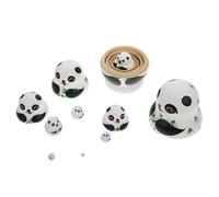 HEMOTON Mini 10-Layer Panda Russian Nesting Dolls Wooden Matryoshka Doll Hand-Painted Craft for Home Decoration
