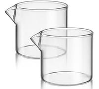 HEMOTON Mini Glass Jugs Clear Glass 2pcs Creamer with Handle Mini Coffee Milk Creamer Pitcher Coffee Milk Pitcher Serving Clear Cream
