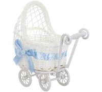 HEMOTON Mini Handwoven Plastic Trolley Candy Basket Lightweight Snack Storage Holder with Charming Texture for Wedding Centerpiece and Shower Flower Basket Decor