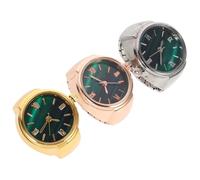 HEMOTON Mini Small Ring Watch Set 3pcs Decorative Glitter Finger Ring Watches in Rose Gold Gold and Silver Colors for Women Casual and Party Wear