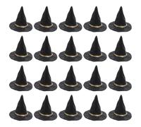 HEMOTON Mini Witch Hat Decorations 20Pcs Small Felted Witch Hats 1 Inch Halloween Craft Accessories for Dollhouses Party Supplies