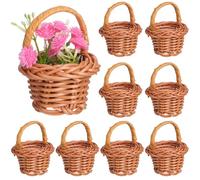 HEMOTON Mini Woven Rattan Basket 2.56 X 1.77 X 1.18 Inches Small Handheld Storage Basket for Crafts Flower Holder Party Decoration