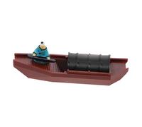 HEMOTON Miniature Chinese Wupeng Boat Ornament Hand Polished Ancient Fishing Ship Decoration with Old Man Figurine Playing Piano for Home Office Zen Garden Micro Landscape