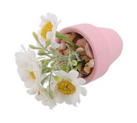 HEMOTON Miniature Daisy Flower Simulation Lifelike Potted Plant for Dollhouse Decor Office Desk Bookshelf for Photography Wedding Simulation Flower Space Saving Design