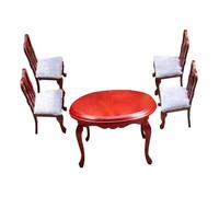 HEMOTON Miniature European Style Dollhouse Dining Room Set Wood Table and Chairs Compact Elegant Furniture for Small Spaces Meticulous Craftsmanship Dollhouse Living Room and Kitchen Decor