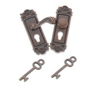 HEMOTON Miniature Retro Dollhouse Door Locks with Keys Small Vintage Style Micro Decoration for DIY Micro Landscape and Tabletop Ornament and Safe