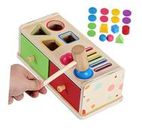HEMOTON Montessori Color Shape Sorting Learning Box Wooden Activity Cube for Fine Motor Skills Development Colors and Shapes Recognition