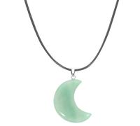 HEMOTON Moon Modeling Jade Pendant Necklace Green Crystal Elegant Design Easy to Put On Comfortable for Bar and Casual Wear