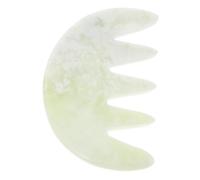 HEMOTON Natural Jade Wide Tooth Head Massage Comb for Scalp Face Neck Care Portable Cooling Jade Scalp Massage Tool Traditional Gua Sha Hair Pick for Relaxation and Energy Balance