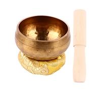 HEMOTON Nepalese Handcrafted Tibetan Meditation Singing Bowl Set 8cm Copper Yoga Bowl Wooden Striker and Cushion for Mindfulness and Spiritual Relaxation