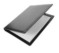 HEMOTON Office Portfolio Folder Document Organizer Binder, Pu and Paper, Black, Metal Clips, Interlayer Design, Multiple Slots, Flexible Pen Holder, for Office and Conference