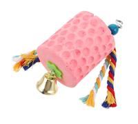 HEMOTON Parrot Chewable Mineral Stone Toy with Bell for Parakeets and Parrots, Pet Teeth Grinding Stone for Beak Care and Foraging, Natural Mineral Substance Bird Chewing Toy