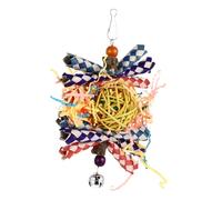 HEMOTON Parrot Chewing Toy Hanging Foraging Pendant Natural Paper Fiber Weave Bird Cage Bite Toy Single Random Color Suitable for Large Birds Pets