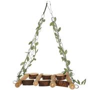 HEMOTON Parrot Wooden Swing Bridge Durable Bird Stand for Exercise Play for Parakeets Cockatiels and Birds Easy to Install Natural Design Cage Accessory