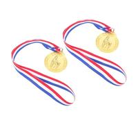 HEMOTON Participation Medals 2pcs Gold Trophy Metal Medallions with Neck Ribbons for Adults Horse Racing Awards and Sports Events