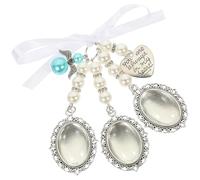 HEMOTON Pearl Heart Photo Frame Pendant for Wedding Bouquet DIY Charm Smooth Surface Sturdy Memorial Picture Frame Decor Compact Bridal Shower Keepsake Accessory