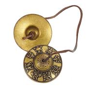 HEMOTON Percussion Instrument Copper Cymbal Bell Portable with Small Finger Design and Golden Finish for Meditation and Yoga Suitable for Perform on The Road