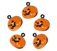 HEMOTON Pet Bells with Ringing Bells Comfortable for Daily Wear 5pcs Pumpkin Shape Copper Pendant Collar Charms Halloween Decoration for Dogs and Pets