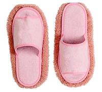 HEMOTON Pink Cleaning Slippers for Floor Dust with Washable Plush Cotton Material, Soft Mopping Slippers for Household Chores and Bedroom Use, Comfortable Dust Mop Shoes for Men and Women
